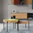 ARIMEO – Table basse ronde ou ovale avec rangement bois massif, style vintage et moderne (3)