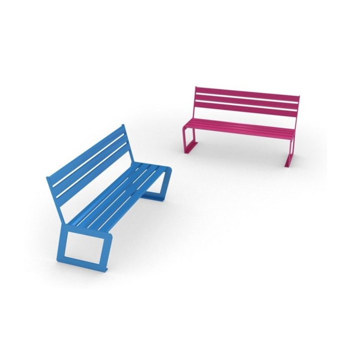 Banc acier galvanise design minimaliste robuste economique exterieur espace public urbain Banc acier galvanise design minimaliste robuste economique exterieur espace public urbain