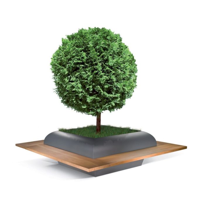 Banc carre jardiniere centrale pyramidale exterieur amenagement urbain vegetalise public Banc carre jardiniere centrale pyramidale exterieur amenagement urbain vegetalise public