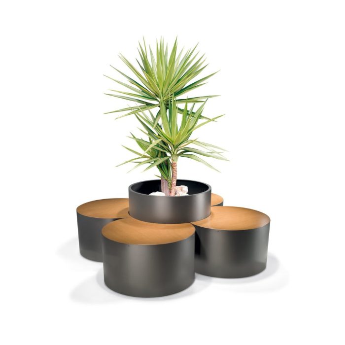 Banc circulaire jardiniere centrale integree exterieur amenagement paysager espace public Banc circulaire jardiniere centrale integree exterieur amenagement paysager espace public