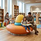 Banquette assise ronde sumo bibliotheque publique