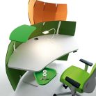 Bureau design modulable reglage motorise panneau acoustique