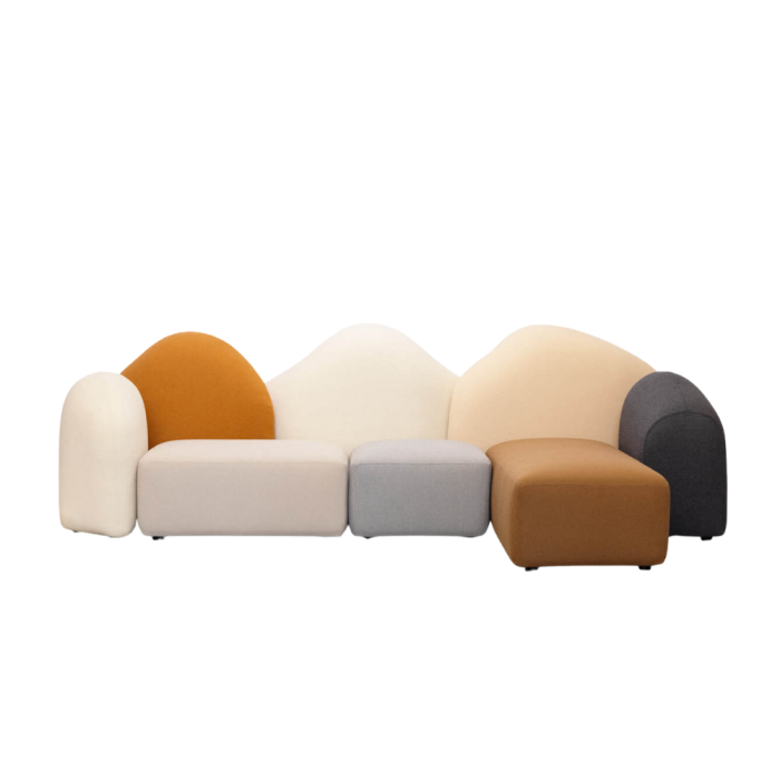 Canape modulable design theatral assise colore espace creatif