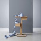 DAYTON – Table de nuit ou d’appoint ajustable en bois massif avec tiroir intégré (1)
