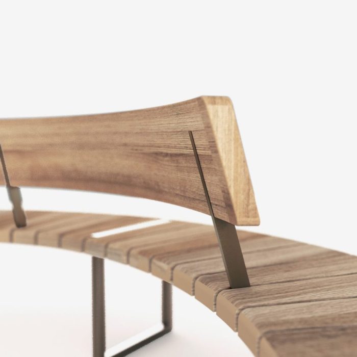 GALWAY – Banc modulaire en acier et bois exotique pour espaces publics évolutifs (1)