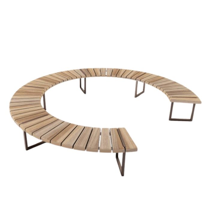 GALWAY – Banc modulaire en acier et bois exotique pour espaces publics évolutifs (2)
