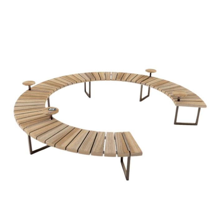 GALWAY – Banc modulaire en acier et bois exotique pour espaces publics évolutifs (4)