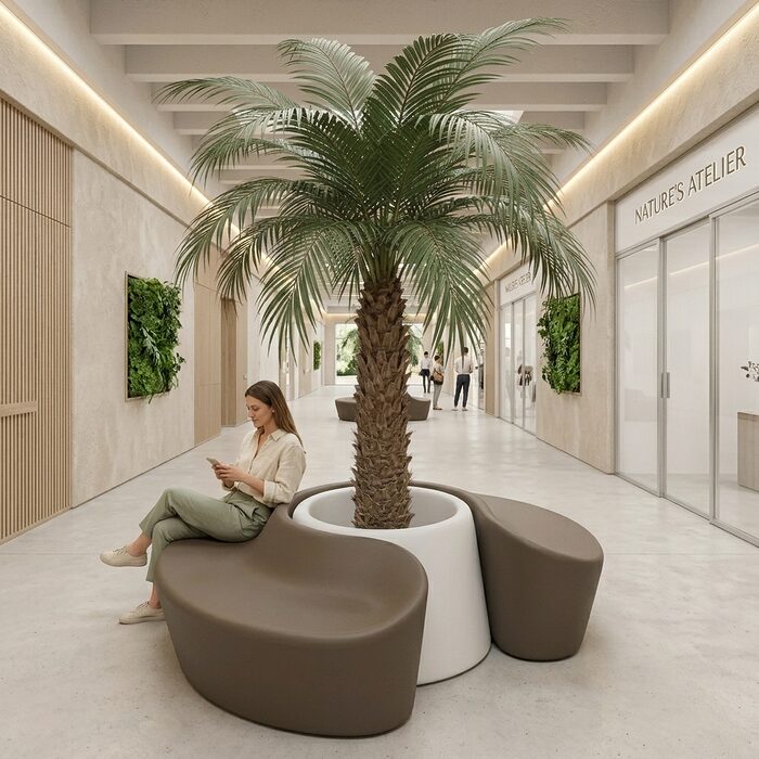 SUMMER – Banc urbain circulaire design végétalisé pour galeries marchandes