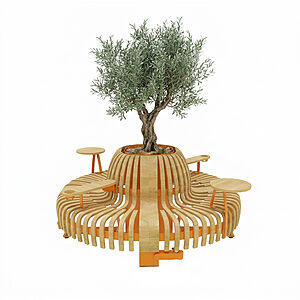 banquette-ronde-bois-plante-maison-accueil-centre-reeducation