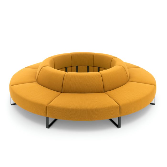 canape rond jaune ocre forme organique espace accueil entreprise