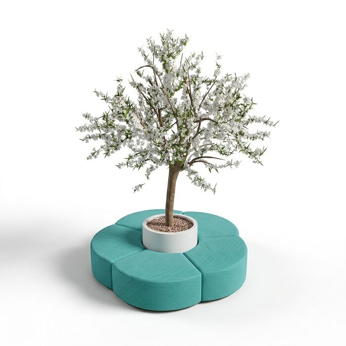 Banquette circulaire ronde en forme de fleur pour erp salle d'attente