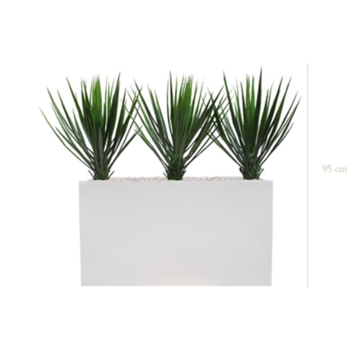 Séparateurs Yuccas SML – Bacs Fiberstone Blanc Extérieur (90x20x50 60x25x80 80x25x80 cm), Hauteurs 95 à 125 cm, Artificiels PE UV (2) Séparateurs Yuccas SML – Bacs Fiberstone Blanc Extérieur (90x20x50 60x25x80 80x25x80 cm), Hauteurs 95 à 125 cm, Artificiels PE UV (2)