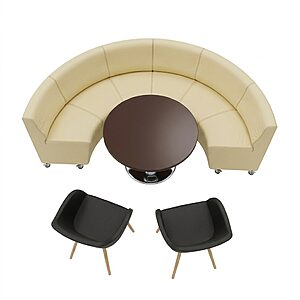 AOKO 6 PLACES – Banquette demi-lune + 2 fauteuils tapissés