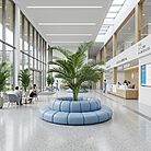 Canapé rond pour l amenagement de la zone d'accueil d'un hopital