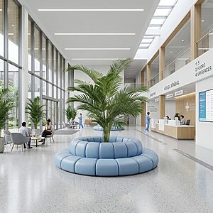 Canapé rond pour l amenagement de la zone d'accueil d'un hopital