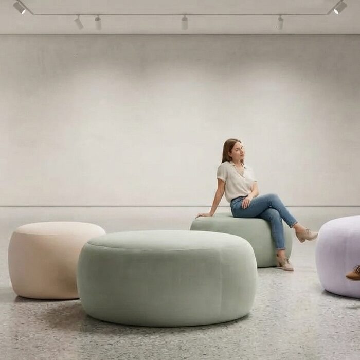 Pouf rond forme organique galet tissu M1-lilipopart Pouf rond forme organique galet tissu M1-lilipopart