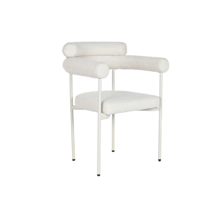 Chaise MOERS Metal Tissu Boucle Polyester Blanc Design Scandi (2) Chaise MOERS Metal Tissu Boucle Polyester Blanc Design Scandi (2)