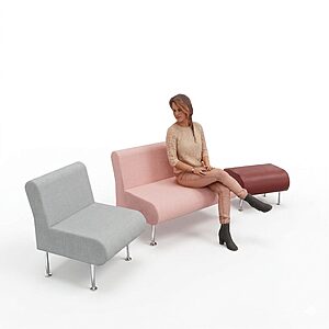 BIMBO – Mobilier d’accueil coloré enfant pour espaces publics 10 Mobilier d’accueil enfant BIMBO de Lilipopart dans une salle d’attente moderne de centre de radiologie, design coloré, modulable et sécurisé pour espaces publics