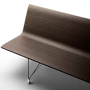 Banc BEAM en HPL et acier inoxydable pour espaces publics extérieurs avec assise collective résistante et fixation au sol possible