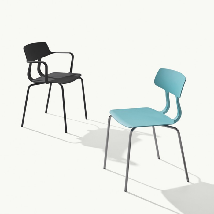 Chaise DITTO empilable en polypropylène avec structure métallique pour espaces professionnels, restaurants et collectivités