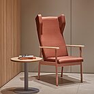 Fauteuil lounge HUDSON en métal robuste avec accoudoirs en bois pour EHPAD et espaces à usage intensif