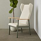 Fauteuil lounge HUDSON en métal robuste avec accoudoirs en bois pour EHPAD et espaces à usage intensif