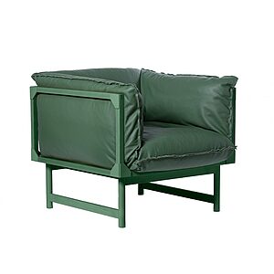 Fauteuil STRUMM lounge en bois massif avec coussins confortables et design contemporain pour espaces intérieurs professionnels et résidentiels