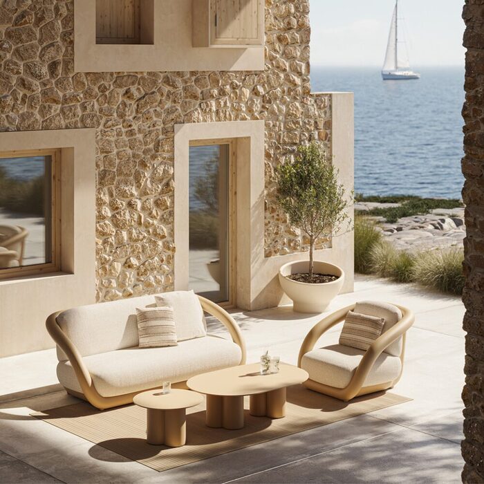Fauteuil lounge MEL VONDOM design sculptural en polyéthylène avec formes enveloppantes pour espaces professionnels
