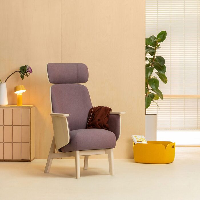 Fauteuil lounge OAKLAND en bois courbé avec dossier enveloppant design confortable pour espaces professionnels