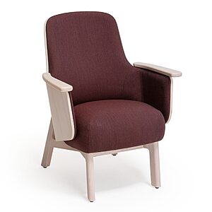 OAKLAND – Fauteuil lounge contemporain en bois courbé avec dossier enveloppant et assise sur sangles pour espaces professionnels