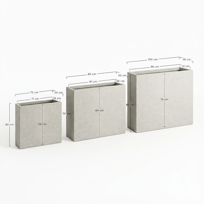 TERRA – Séparation végétale des postes de travail Jardinière rectangulaire séparant des postes de travail dans un espace professionnel
