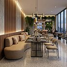Mobilier courbe pour salle d'attente médicale