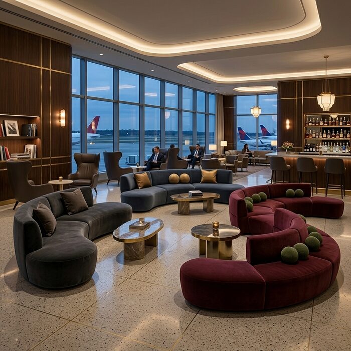 Mobilier sur mesure lounge d'aéroport Mobilier sur mesure lounge d'aéroport
