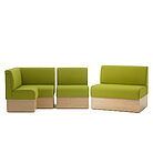 Banquette modulable DIMITRI PLINTHE avec plinthe bois pour aménagement professionnel