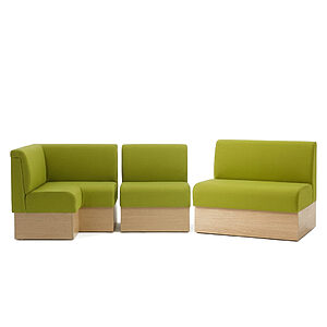 Banquette modulable DIMITRI PLINTHE avec plinthe bois pour aménagement professionnel