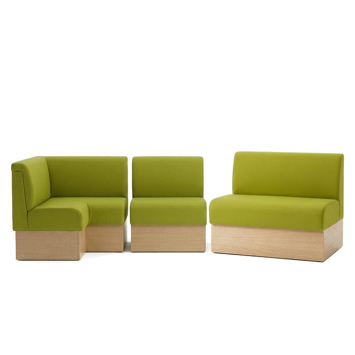 Banquette modulable DIMITRI PLINTHE avec plinthe bois pour aménagement professionnel
