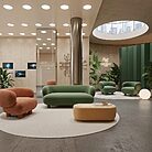 Espace d’accueil d’entreprise aménagé avec le mobilier lounge